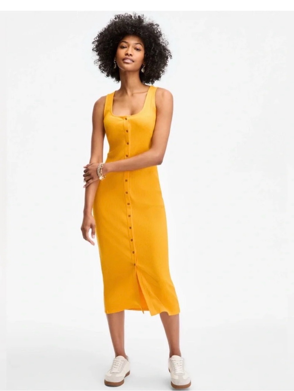 ON 34th Yellow Sleeveless Button Down dress Size Large. NWT